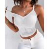 imageCHICME Padded Lace Bralette for Women Crop Tops Spaghetti Strap V Neck Tank Top Slim Fit Camisole2pcs whitepurple