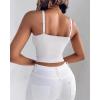 imageCHICME Padded Lace Bralette for Women Crop Tops Spaghetti Strap V Neck Tank Top Slim Fit Camisole2pcs whitepurple