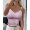 imageCHICME Padded Lace Bralette for Women Crop Tops Spaghetti Strap V Neck Tank Top Slim Fit CamisoleApurple