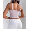imageCHICME Padded Lace Bralette for Women Crop Tops Spaghetti Strap V Neck Tank Top Slim Fit CamisoleApurple