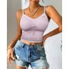 imageCHICME Padded Lace Bralette for Women Crop Tops Spaghetti Strap V Neck Tank Top Slim Fit CamisoleApurple