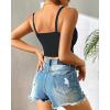 imageCHICME Padded Lace Bralette for Women Crop Tops Spaghetti Strap V Neck Tank Top Slim Fit CamisoleBlack