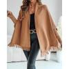 imageCHICME Solid Poncho Shawl Wraps 2025 Knitted Poncho Cardigan Warm Long Sleeve Cozy Versatile Fringe Sweater CardiganAcoffee