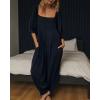 imageCHICME Square Neck Puff Sleeve Jumpsuit for Women 2025 Casual Romper with Loose Ruched Waist ampamp PocketsAblack