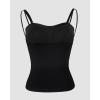 imageCHICME Tank Top for Women with Built in Bra Ribbed Knit Casual SlimFit Tops Back Criss Cross Sleeveless Workout CamisoleAblack