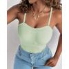 imageCHICME Tank Top for Women with Built in Bra Ribbed Knit Casual SlimFit Tops Back Criss Cross Sleeveless Workout CamisoleGreen