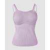 imageCHICME Tank Top for Women with Built in Bra Ribbed Knit Casual SlimFit Tops Back Criss Cross Sleeveless Workout CamisoleLight Purple