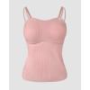 imageCHICME Tank Top for Women with Built in Bra Ribbed Knit Casual SlimFit Tops Back Criss Cross Sleeveless Workout CamisolePink