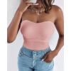 imageCHICME Tank Top for Women with Built in Bra Ribbed Knit Casual SlimFit Tops Back Criss Cross Sleeveless Workout CamisolePink