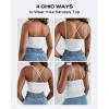 imageCHICME Tank Top for Women with Built in Bra Ribbed Knit Casual SlimFit Tops Back Criss Cross Sleeveless Workout CamisoleWhite