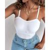 imageCHICME Tank Top for Women with Built in Bra Ribbed Knit Casual SlimFit Tops Back Criss Cross Sleeveless Workout CamisoleWhite