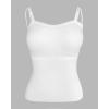 imageCHICME Tank Top for Women with Built in Bra Ribbed Knit Casual SlimFit Tops Back Criss Cross Sleeveless Workout CamisoleWhite