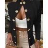 imageCHICME Women Argyle Cable Cardigan Casual Lightweight Cropped Coat Stand Collar Long Sleeve Metal Button Front Fall JacketsAblack