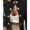 imageCHICME Women Argyle Cable Cardigan Casual Lightweight Cropped Coat Stand Collar Long Sleeve Metal Button Front Fall JacketsAblack