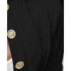 imageCHICME Women Argyle Cable Cardigan Casual Lightweight Cropped Coat Stand Collar Long Sleeve Metal Button Front Fall JacketsAblack