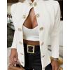 imageCHICME Women Argyle Cable Cardigan Casual Lightweight Cropped Coat Stand Collar Long Sleeve Metal Button Front Fall JacketsBeige