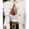 imageCHICME Women Argyle Cable Cardigan Casual Lightweight Cropped Coat Stand Collar Long Sleeve Metal Button Front Fall JacketsBeige