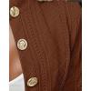 imageCHICME Women Argyle Cable Cardigan Casual Lightweight Cropped Coat Stand Collar Long Sleeve Metal Button Front Fall JacketsBrown