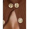 imageCHICME Women Argyle Cable Cardigan Casual Lightweight Cropped Coat Stand Collar Long Sleeve Metal Button Front Fall JacketsBrown