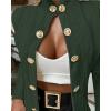 imageCHICME Women Argyle Cable Cardigan Casual Lightweight Cropped Coat Stand Collar Long Sleeve Metal Button Front Fall JacketsGreen
