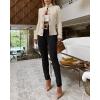 imageCHICME Women Argyle Cable Cardigan Casual Lightweight Cropped Coat Stand Collar Long Sleeve Metal Button Front Fall JacketsLight Khaki