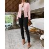 imageCHICME Women Argyle Cable Cardigan Casual Lightweight Cropped Coat Stand Collar Long Sleeve Metal Button Front Fall JacketsPink