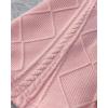 imageCHICME Women Argyle Cable Cardigan Casual Lightweight Cropped Coat Stand Collar Long Sleeve Metal Button Front Fall JacketsPink