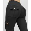 imageCHICME Women High Waist Cargo Leggings Seamless Workout Leggings Tummy Control Yoga Pants with PocketBlack
