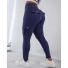 imageCHICME Women High Waist Cargo Leggings Seamless Workout Leggings Tummy Control Yoga Pants with PocketDark Blue