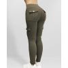 imageCHICME Women High Waist Cargo Leggings Seamless Workout Leggings Tummy Control Yoga Pants with PocketSolid Army Green