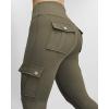 imageCHICME Women High Waist Cargo Leggings Seamless Workout Leggings Tummy Control Yoga Pants with PocketSolid Army Green