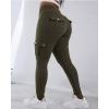 imageCHICME Women High Waist Cargo Leggings Seamless Workout Leggings Tummy Control Yoga Pants with PocketSolid Army Green