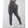 imageCHICME Women High Waist Cargo Leggings Seamless Workout Leggings Tummy Control Yoga Pants with PocketSolid Grey