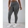 imageCHICME Women High Waist Cargo Leggings Seamless Workout Leggings Tummy Control Yoga Pants with PocketSolid Grey