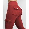 imageCHICME Women High Waist Cargo Leggings Seamless Workout Leggings Tummy Control Yoga Pants with PocketSolid Red