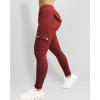 imageCHICME Women High Waist Cargo Leggings Seamless Workout Leggings Tummy Control Yoga Pants with PocketSolid Red