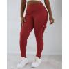 imageCHICME Women High Waist Cargo Leggings Seamless Workout Leggings Tummy Control Yoga Pants with PocketSolid Red