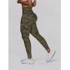 imageCHICME Women High Waist Cargo Leggings Seamless Workout Leggings Tummy Control Yoga Pants with PocketWarmy Green