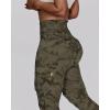 imageCHICME Women High Waist Cargo Leggings Seamless Workout Leggings Tummy Control Yoga Pants with PocketWarmy Green