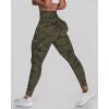 imageCHICME Women High Waist Cargo Leggings Seamless Workout Leggings Tummy Control Yoga Pants with PocketWarmy Green