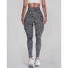 imageCHICME Women High Waist Cargo Leggings Seamless Workout Leggings Tummy Control Yoga Pants with PocketXgrey