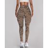 imageCHICME Women High Waist Cargo Leggings Seamless Workout Leggings Tummy Control Yoga Pants with PocketYkhaki