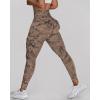 imageCHICME Women High Waist Cargo Leggings Seamless Workout Leggings Tummy Control Yoga Pants with PocketYkhaki
