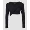 imageCHICME Women Long Sleeve Shirts Builtin Shelf Bra Tops RibKnit Top Fall OutfitsBlack
