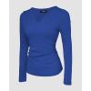 imageCHICME Women Long Sleeve Shirts Builtin Shelf Bra Tops RibKnit Top Fall OutfitsBlue