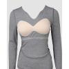 imageCHICME Women Long Sleeve Shirts Builtin Shelf Bra Tops RibKnit Top Fall OutfitsGray
