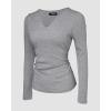 imageCHICME Women Long Sleeve Shirts Builtin Shelf Bra Tops RibKnit Top Fall OutfitsGray