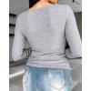 imageCHICME Women Long Sleeve Shirts Builtin Shelf Bra Tops RibKnit Top Fall OutfitsGray