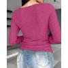 imageCHICME Women Long Sleeve Shirts Builtin Shelf Bra Tops RibKnit Top Fall OutfitsHot Pink