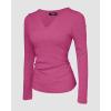 imageCHICME Women Long Sleeve Shirts Builtin Shelf Bra Tops RibKnit Top Fall OutfitsHot Pink